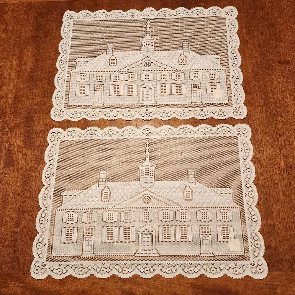 NWT Liechtenstein Polyester Lace White Placemats 13 X 9 in Colonial House